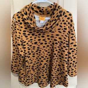 Ruby Red 3/4 sleeve animal print top